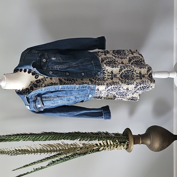 SHEIN Tan and Navy Blue Print Dress - Picture 14 of 14